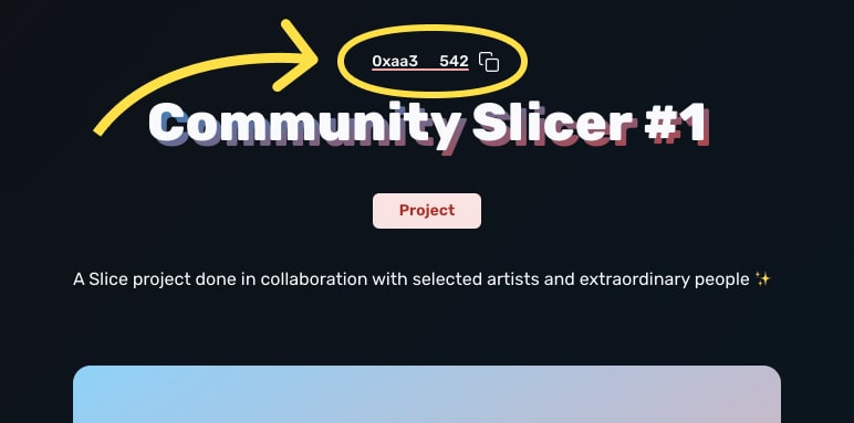 Section with the slicer address on its page